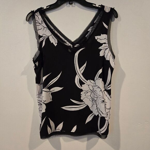Halogen Raw Edge Floral Print Tank NWOT - Picture 2 of 5